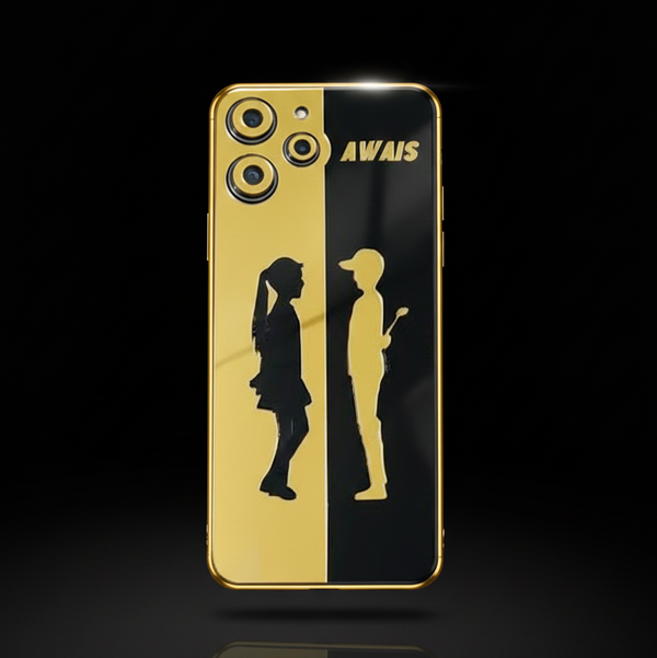 Gold & Black Acrylic Glass Back Sheet – Personalized Couple Style